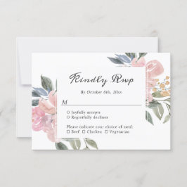 Dusty Pink Botanical Floral Rustikal Elegante UAWG RSVP Karte