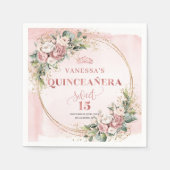 Dusty Pink Botanical Napkins Styled Quinceañera Serviette (Vorderseite)