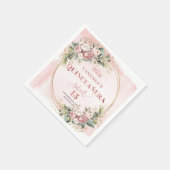 Dusty Pink Botanical Napkins Styled Quinceañera Serviette (Ecke)