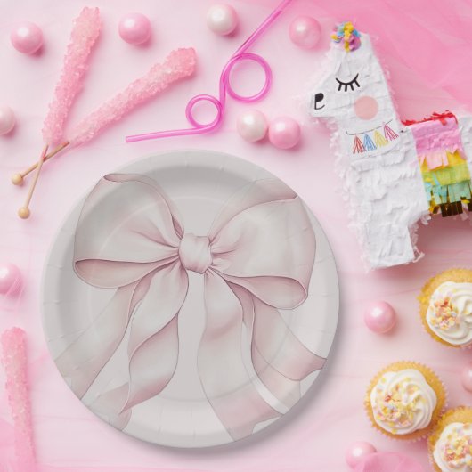 Dusty Pink Bow Brautparty Pappteller (Party)