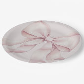 Dusty Pink Bow Brautparty Pappteller (Schrägansicht)