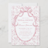 Dusty Pink Bow Chinoiserie Brautparty Einladung (Vorderseite)