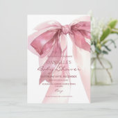 Dusty Pink Bow Girl Baby Shower  Einladung (Stehend Vorderseite)