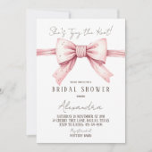 Dusty Pink Bow verbindet das Brautparty des Knoten Einladung (Vorderseite)