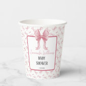 Dusty Pink Bow Watercolor Babydusche Pappbecher (Vorderseite)
