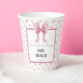 Dusty Pink Bow Watercolor Babydusche Pappbecher