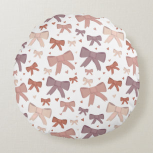 Dusty Pink Bows and Little Hearts Rundes Kissen