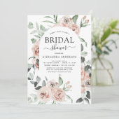 Dusty Pink Brautparty Grüne Einladung (Stehend Vorderseite)