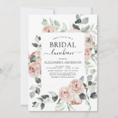 Dusty Pink Brautparty Luncheon Floral Einladung (Vorderseite)