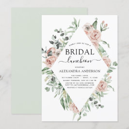 Dusty Pink Brautparty Luncheon Grün Invita Einladung