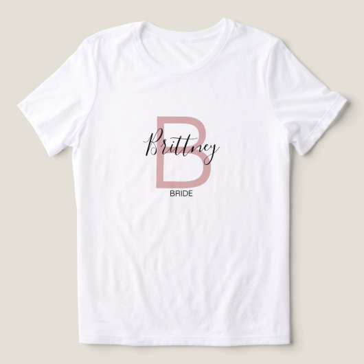 Dusty Pink Bride Monogram Tri-Blend Shirt (Design Vorderseite)