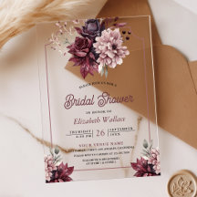Dusty Pink Burgundy Floral Bridal Shower