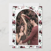 Dusty Pink Burgundy Floral Navy Blue Wedding Save The Date (Rückseite)