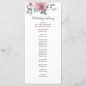 Dusty Pink Burgundy Floral Wedding Program Programm (Rückseite)