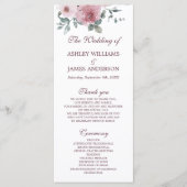 Dusty Pink Burgundy Floral Wedding Program Programm (Vorderseite)