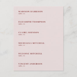 Dusty Pink Burgundy Wedding Place Name Card DIY Einladung