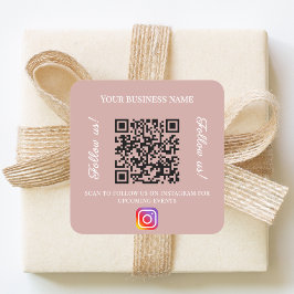 Dusty pink business name qr code instagram quadratischer aufkleber