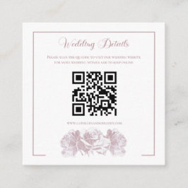 Dusty Pink Calligraphy QR Code Wedding Begleitkarte