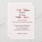 Dusty pink Champagne Floral Wedding Einladung (Vorne/Hinten)