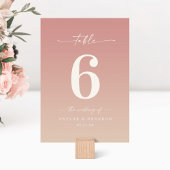 Dusty Pink & Champagne Ombre Mit Monogramm Wedding Tischnummer