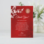 Dusty Pink Cherry Blossom Chinesische Hochzeit Dankeskarte (Stehend Vorderseite)