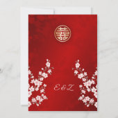 Dusty Pink Cherry Blossom Chinesische Hochzeit Einladung (Rückseite)