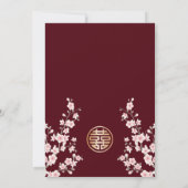 Dusty Pink Cherry Blossom Chinesische Hochzeit Einladung (Rückseite)