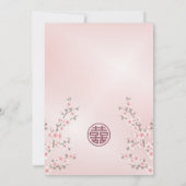 Dusty Pink Cherry Blossom Chinesische Hochzeit Einladung (Rückseite)