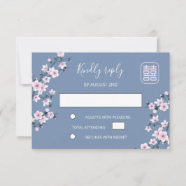 Dusty Pink Cherry Blossom Chinesische Hochzeit RSVP Karte