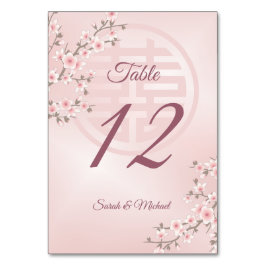 Dusty Pink Cherry Blossom Chinesische Hochzeit Tischnummer