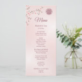 Dusty Pink Cherry Blossom Chinesisches Hochzeitsme Einladung (Stehend Vorderseite)