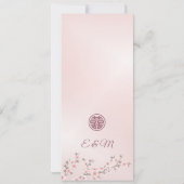 Dusty Pink Cherry Blossom Chinesisches Hochzeitsme Einladung (Rückseite)