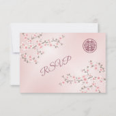 Dusty PInk Cherry Blossom UAWG Chinese Wedding RSVP Karte (Rückseite)