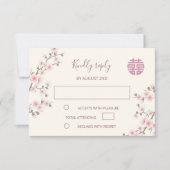 Dusty PInk Cherry Blossom UAWG Chinese Wedding RSVP Karte (Vorderseite)