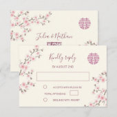 Dusty PInk Cherry Blossom UAWG Chinese Wedding RSVP Karte (Vorne/Hinten)