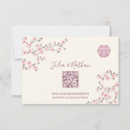 Dusty PInk Cherry Blossom UAWG Chinese Wedding RSVP Karte
