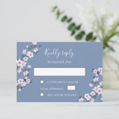 Dusty Pink Cherry Blossom Wedding RSVP Karte (Stehend Vorderseite)