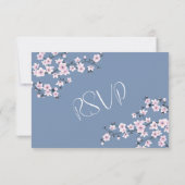 Dusty Pink Cherry Blossom Wedding RSVP Karte (Rückseite)