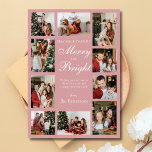 Dusty Pink Chic 10 Foto Collage Klassische Weihnac Feiertagskarte<br><div class="desc">Dusty Pink Chic 10 Foto Collage Klasse Merry & Bright Weihnachtskarte - Mögen Ihre Tage fröhlich und hell sein. Stilvolle Schrift-Kalligraphie-Typografie und elegante,  schicke Blockschrift. Anpassen durch Hinzufügen von 10 Fotos.</div>