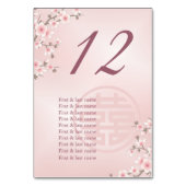 Dusty Pink Chinese Wedding Guest Names Tischnummer (Rückseite)