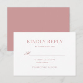 Dusty Pink Classic Calligraphy Script Wedding Rsvp Karte