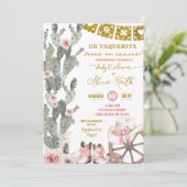 Dusty Pink Cowgirl Spanish Girl Baby Dusche Einladung (Stehend Vorderseite)