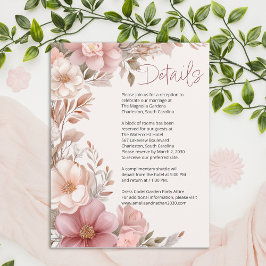 Dusty Pink Cream Magnolia Floral Wedding Details Begleitkarte