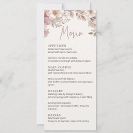 Dusty Pink Cream Magnolia Floral Wedding Menu Card Einladung