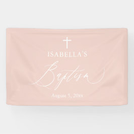 Dusty Pink Cross Girl Taufbanner Banner