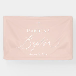 Dusty Pink Cross Girl Taufbanner Banner