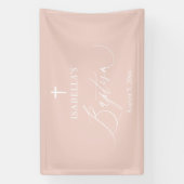 Dusty Pink Cross Girl Taufbanner Banner (Vertikal)