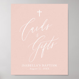 Dusty Pink Cross Girl Tauferkarten & Gifts Poster