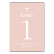 Dusty Pink Cross Girl Taufkarte Tischnummer
