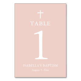 Dusty Pink Cross Girl Taufkarte Tischnummer